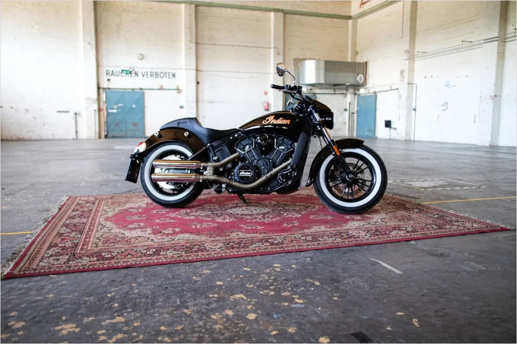 Detail Custom Chopper Motorcycle Parked Garage Number 2