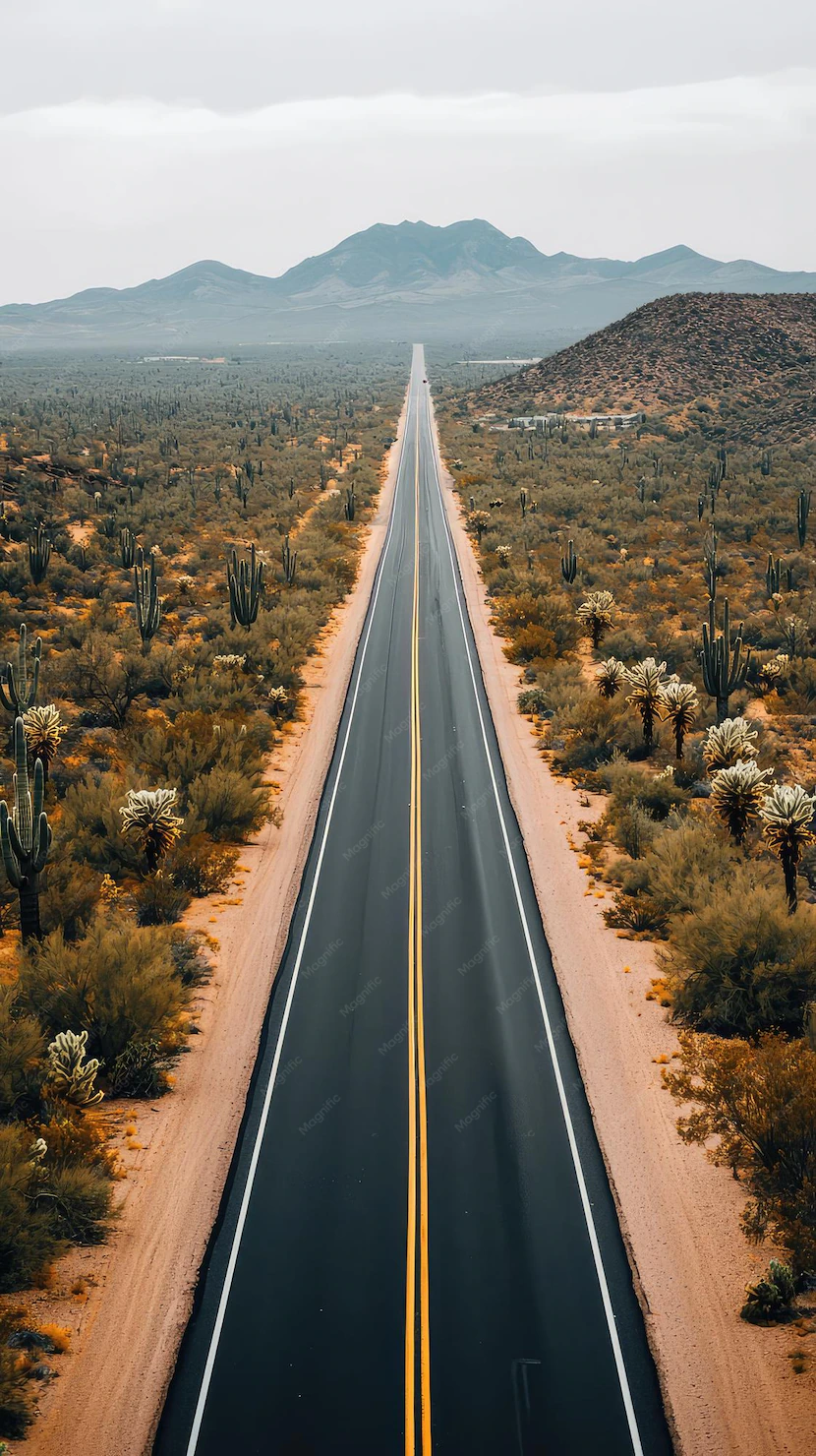 Detail Desert Road Straight Perspective Vanishing Point Number 2