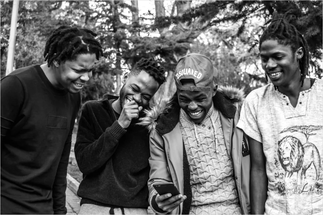 Detail Diverse Friends Group Portrait Laughing Together Number 4