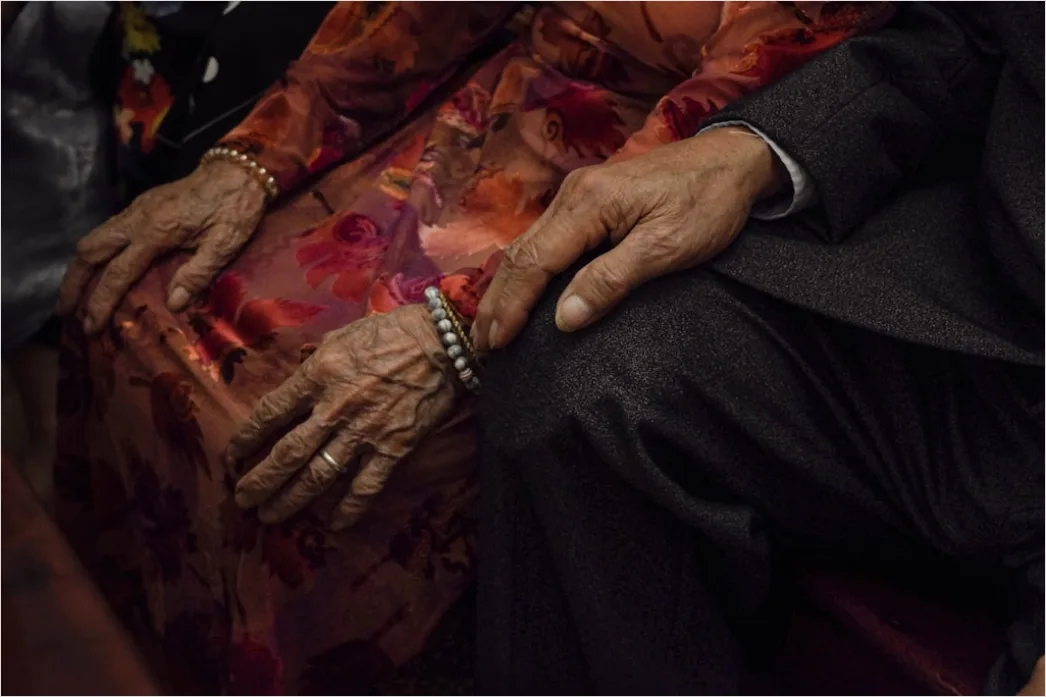 Detail Elderly Couple Portrait Holding Hands Close Up Number 2