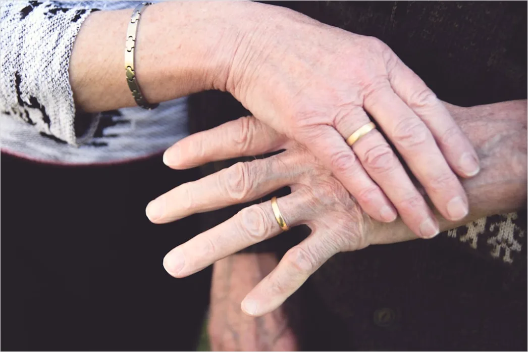 Detail Elderly Couple Portrait Holding Hands Close Up Number 13