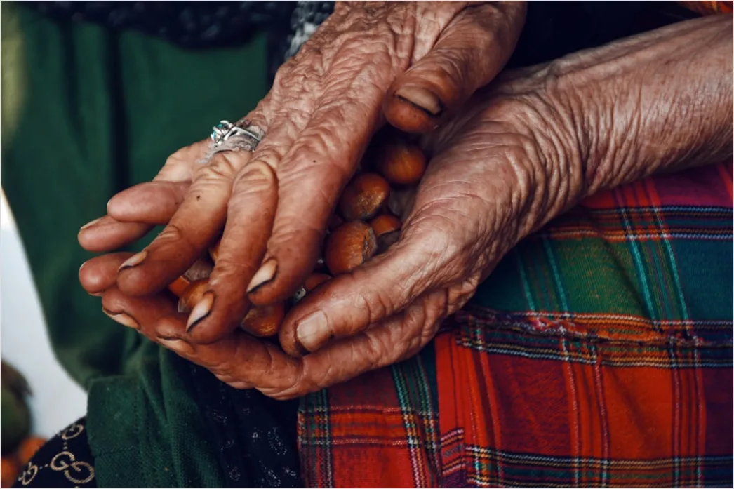 Detail Elderly Couple Portrait Holding Hands Close Up Number 3