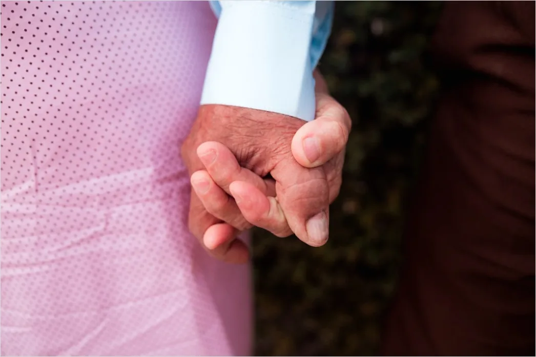 Detail Elderly Couple Portrait Holding Hands Close Up Number 4