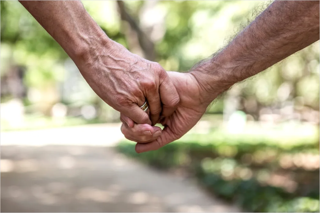 Detail Elderly Couple Portrait Holding Hands Close Up Number 8