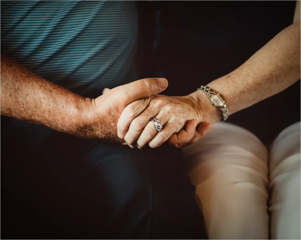 Detail Elderly Couple Portrait Holding Hands Close Up Number 9