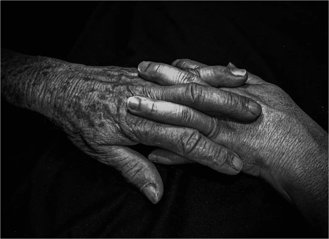 Detail Elderly Couple Portrait Holding Hands Close Up Number 10