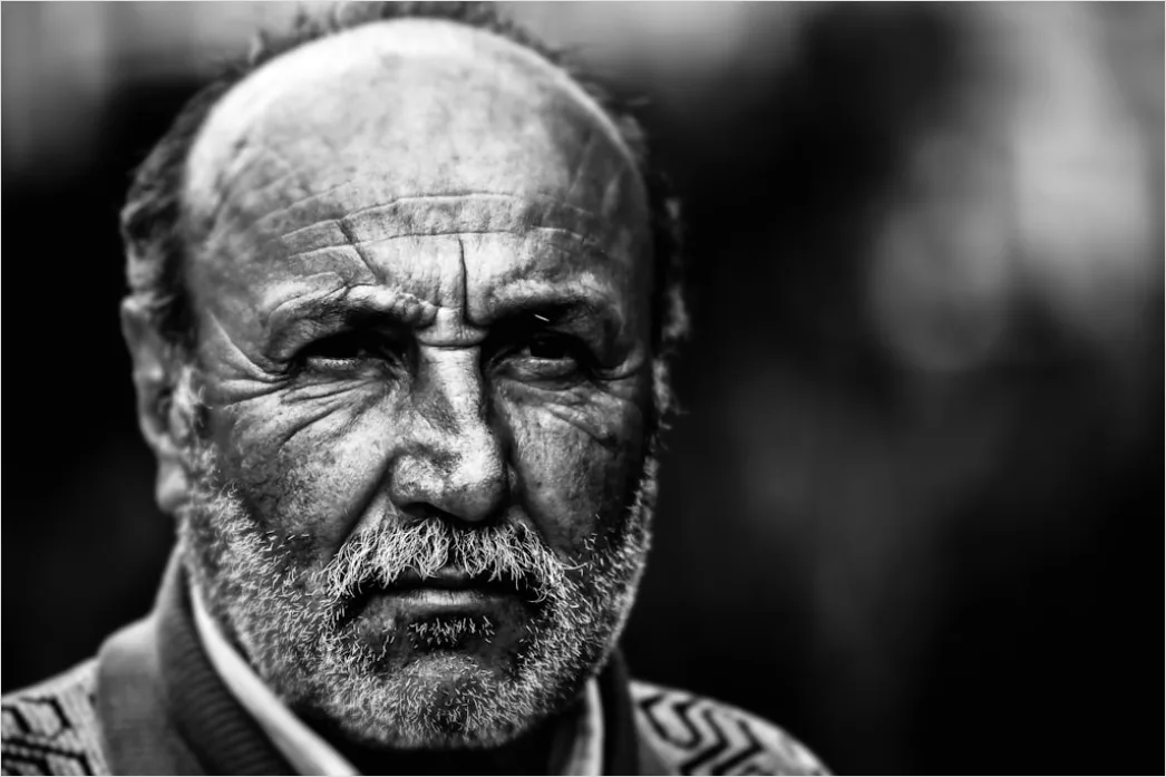 Detail Elderly Man Portrait Black And White Dramatic Number 13
