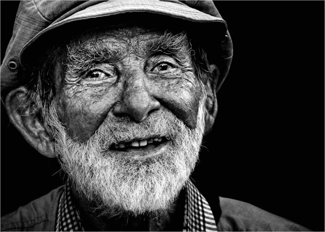 Detail Elderly Man Portrait Black And White Dramatic Number 15