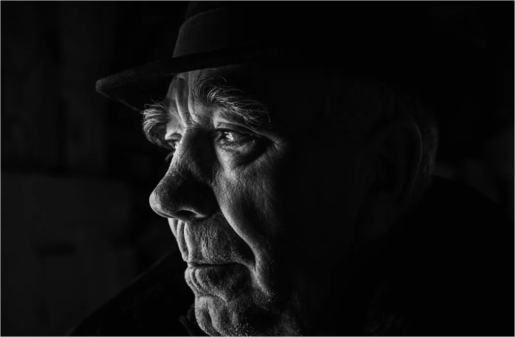 Detail Elderly Man Portrait Black And White Dramatic Number 4