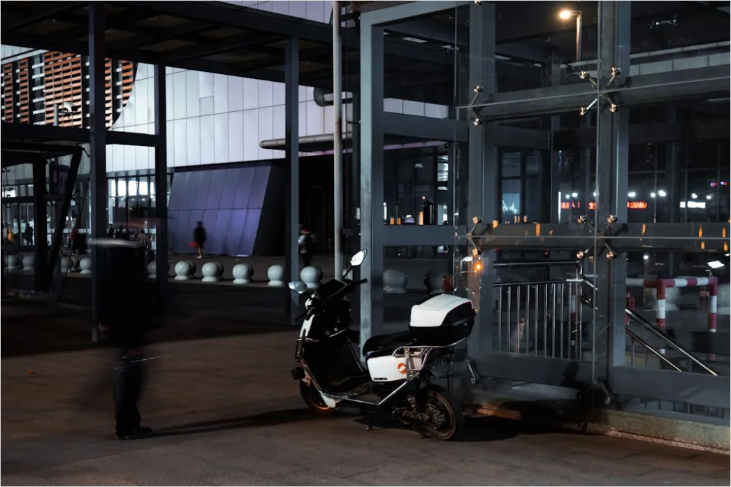 Detail Electric Motorcycle Charging Urban Environment Number 12