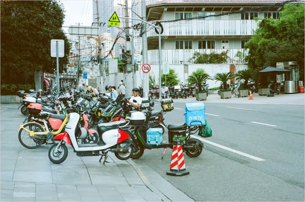 Detail Electric Motorcycle Charging Urban Environment Number 6