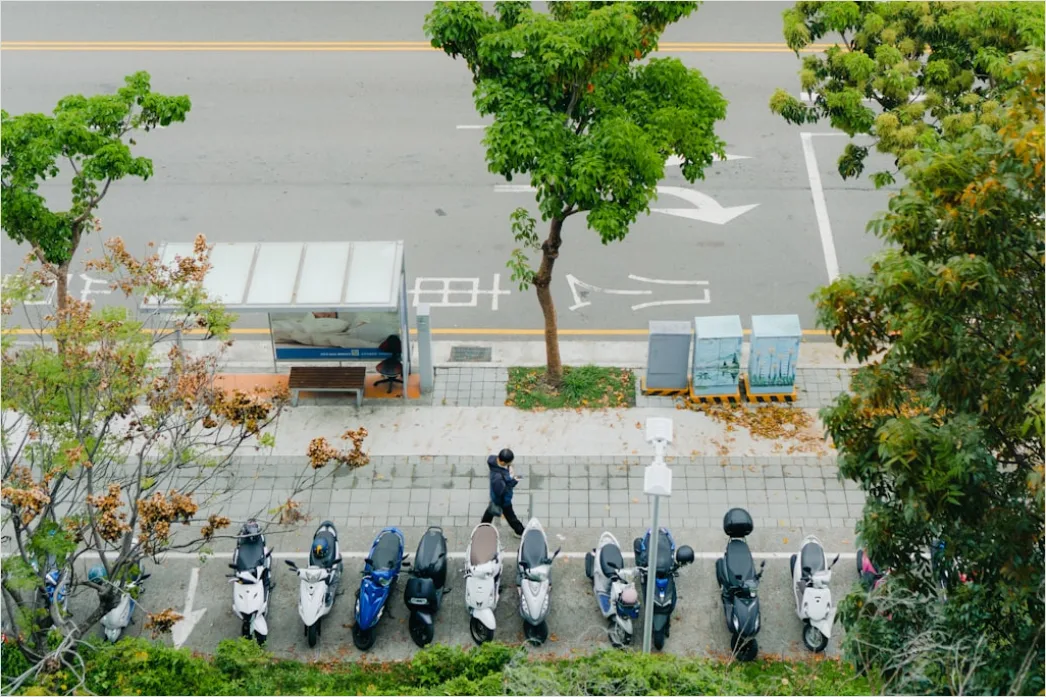 Detail Electric Motorcycle Charging Urban Setting Number 17