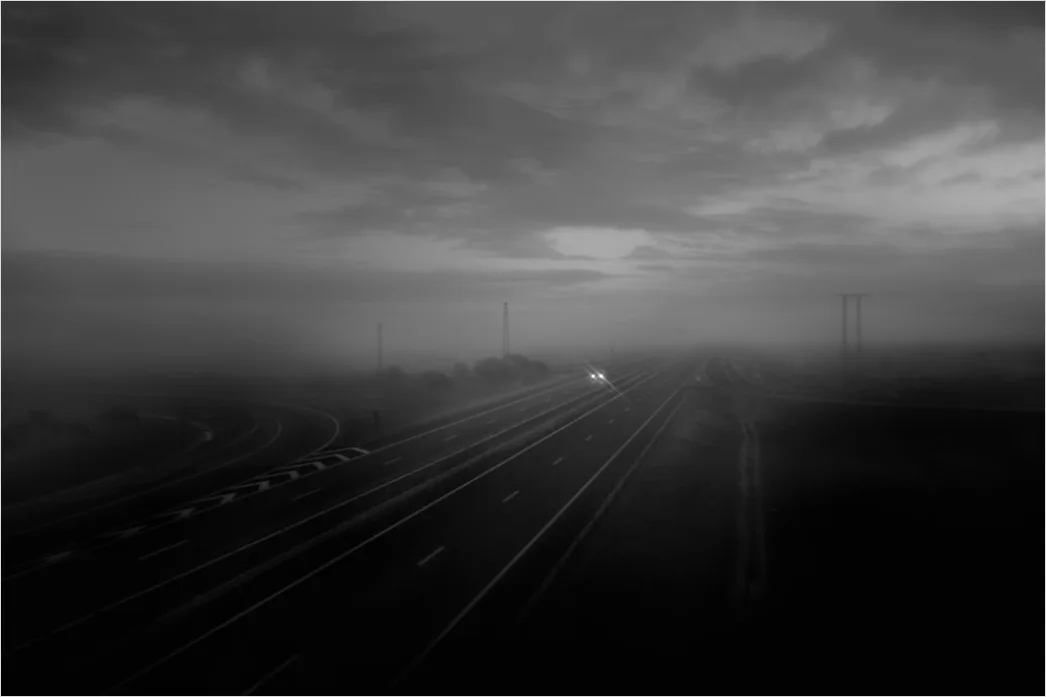 Detail Empty Road Fog Morning Atmospheric Landscape Number 11