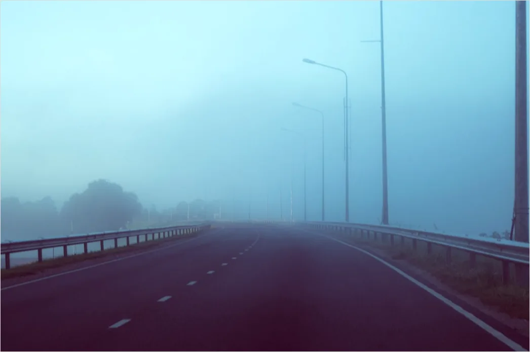 Detail Empty Road Fog Morning Atmospheric Landscape Number 19