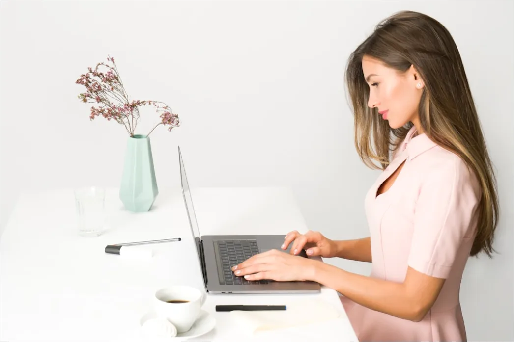 Female Entrepreneur Portrait Working Desk Setup 8879