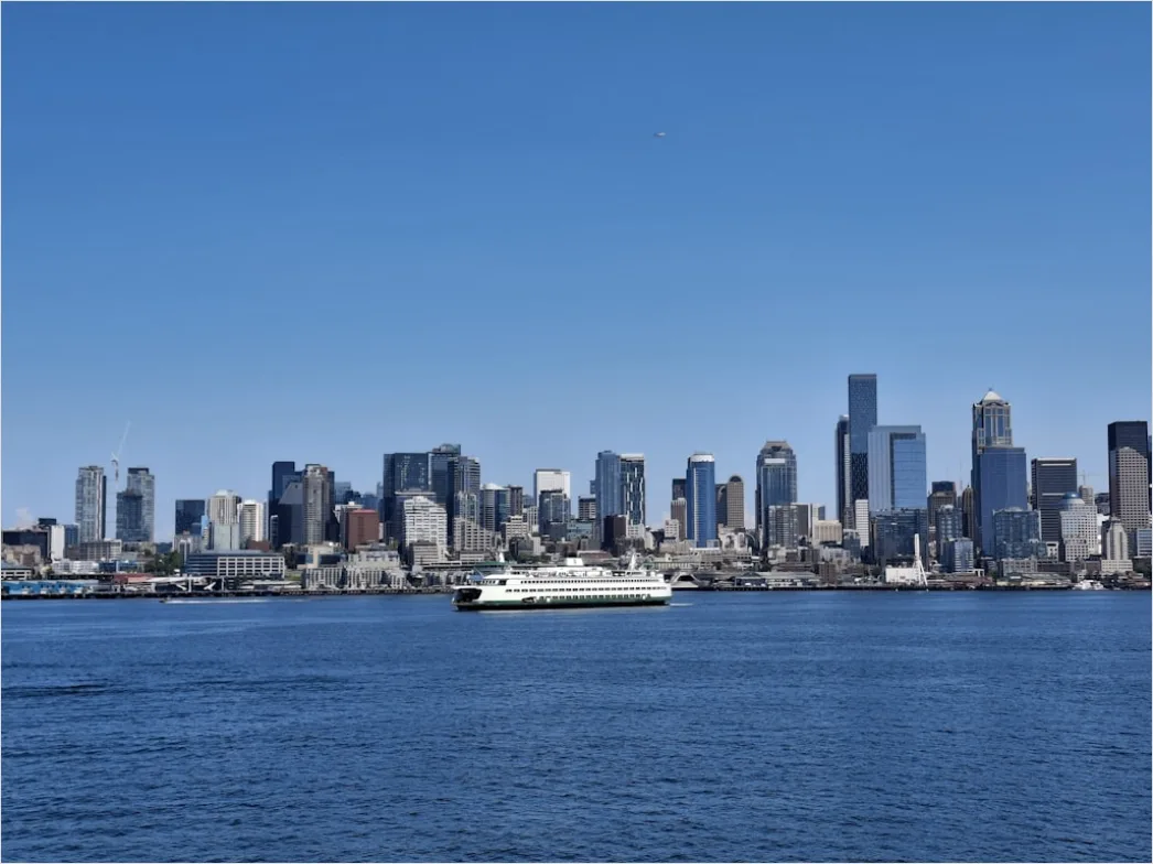 Detail Ferry Boat Crossing Harbor City Skyline Number 2