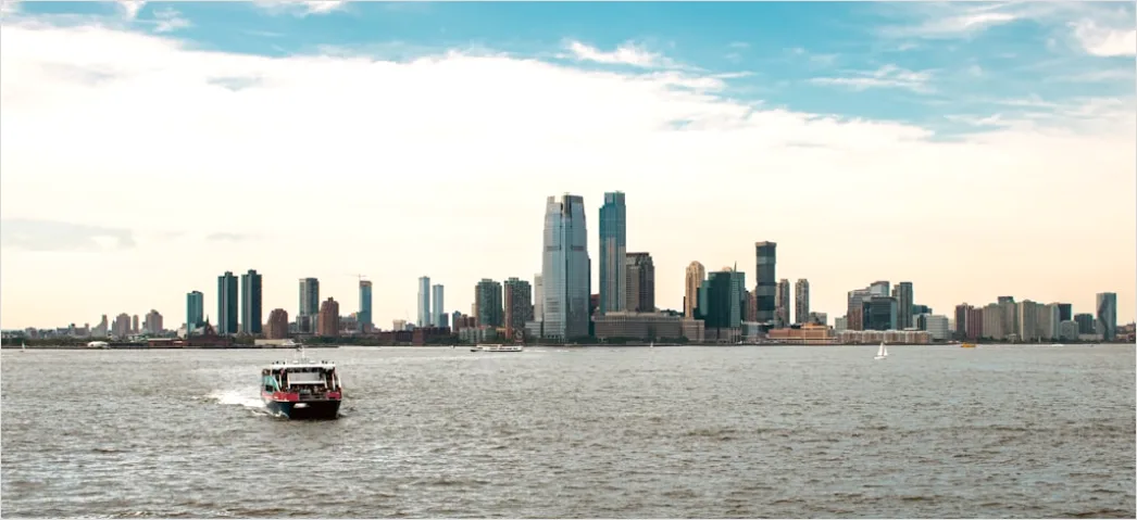 Detail Ferry Boat Crossing Harbor City Skyline Number 13