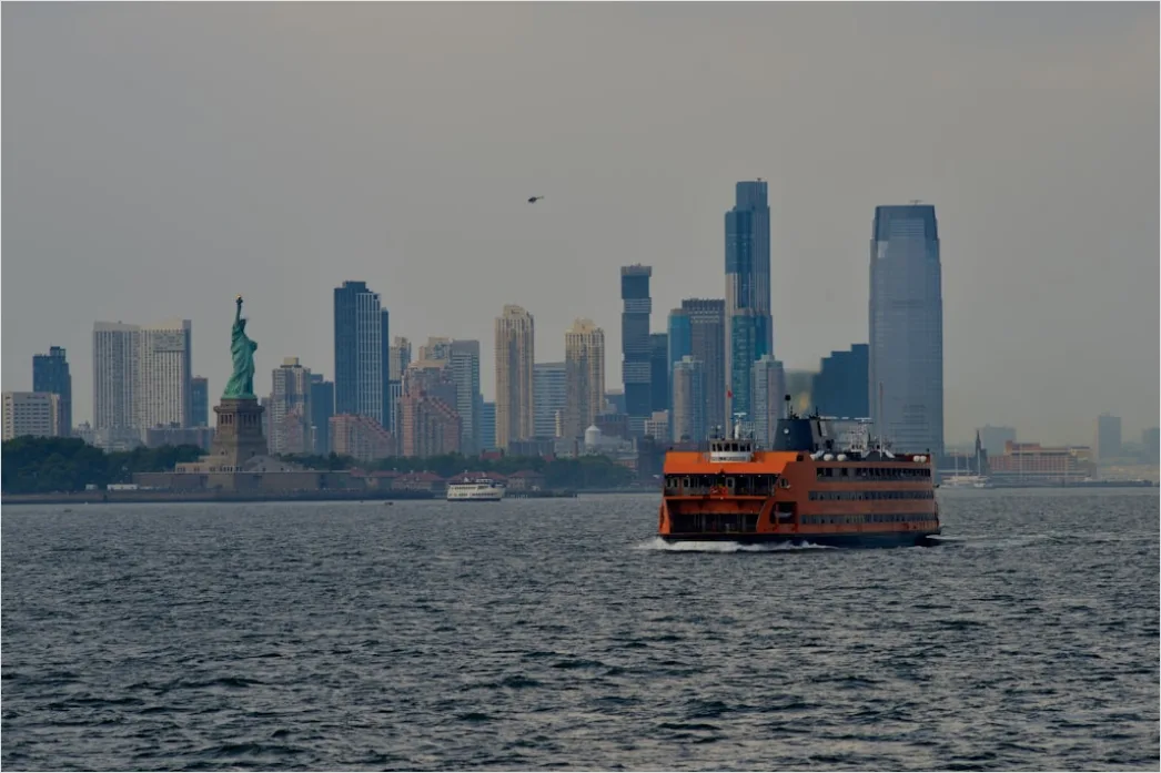Detail Ferry Boat Crossing Harbor City Skyline Number 3