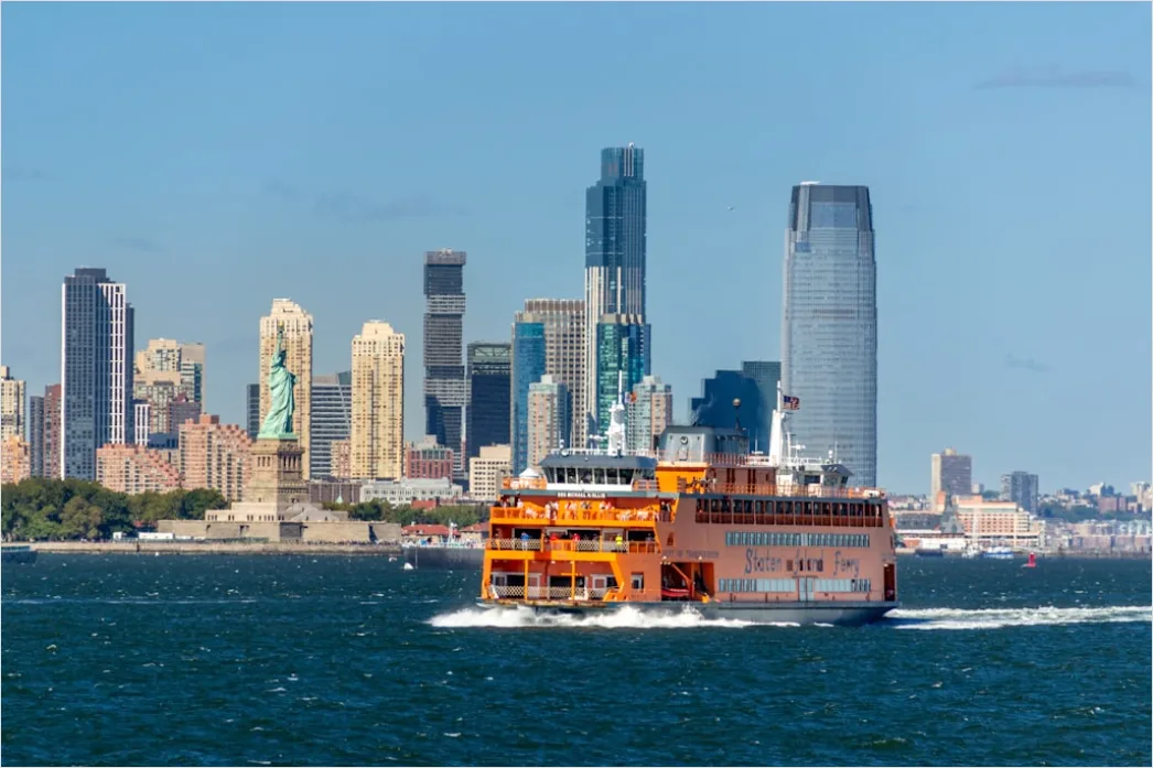 Detail Ferry Boat Crossing Harbor City Skyline Number 4