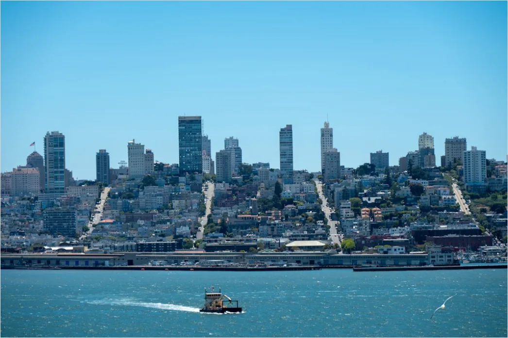 Detail Ferry Boat Crossing Harbor City Skyline Number 7