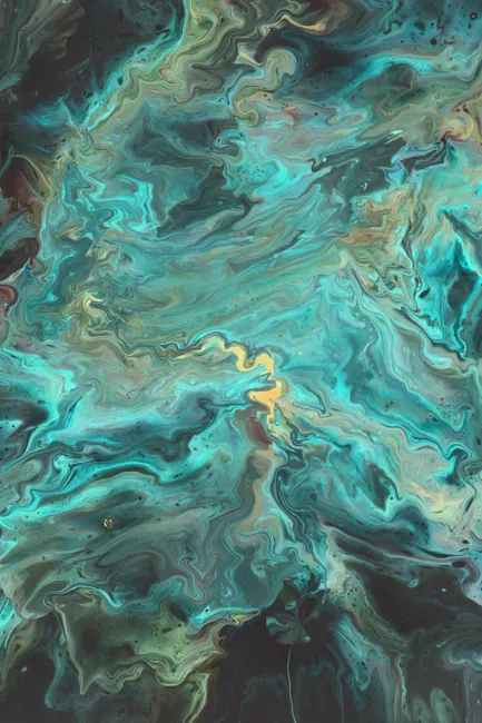 Detail Fluid Art Abstrakt Blau Gold Hintergrund Number 12