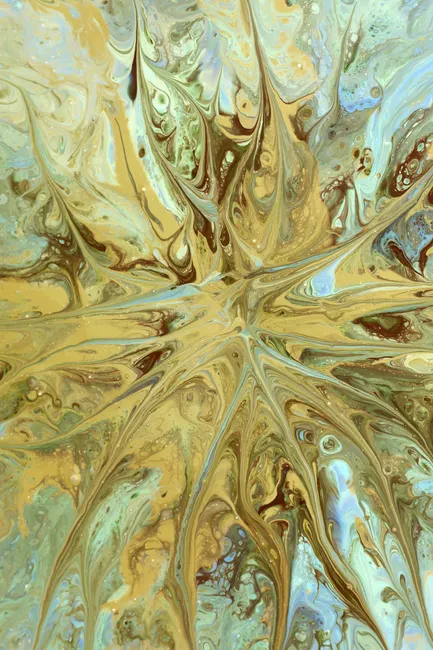 Detail Fluid Art Abstrakt Blau Gold Hintergrund Number 17
