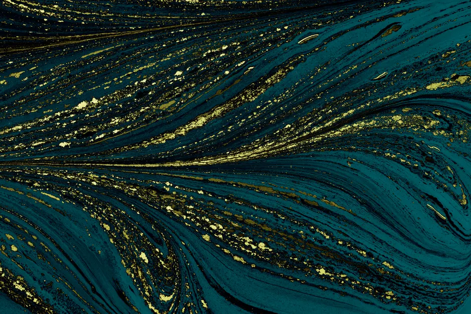 Detail Fluid Art Abstrakt Blau Gold Hintergrund Number 18
