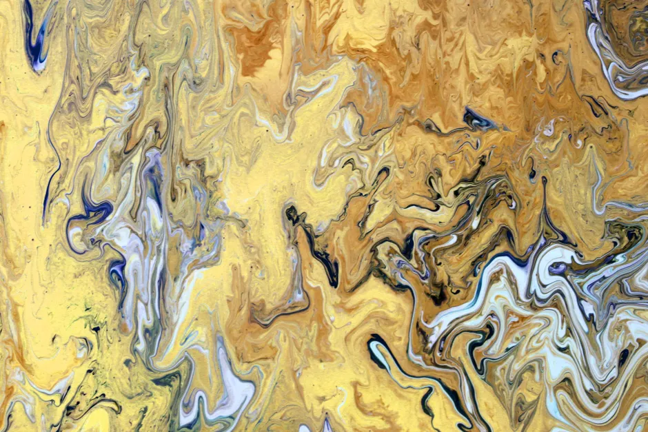 Detail Fluid Art Abstrakt Blau Gold Hintergrund Number 3