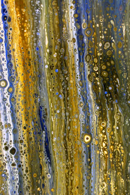 Detail Fluid Art Abstrakt Blau Gold Hintergrund Number 5
