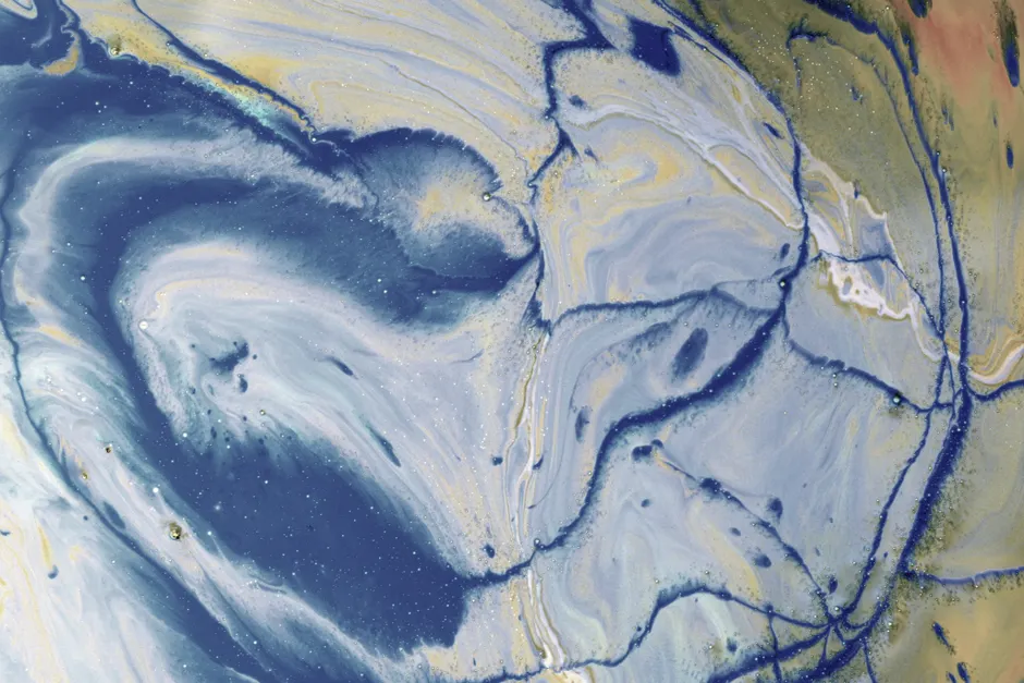 Detail Fluid Art Abstrakt Blau Gold Hintergrund Number 7