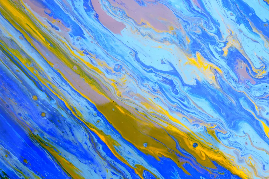 Detail Fluid Art Abstrakt Blau Gold Hintergrund Number 8