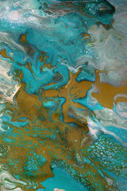 Detail Fluid Art Abstrakt Blau Gold Hintergrund Number 9