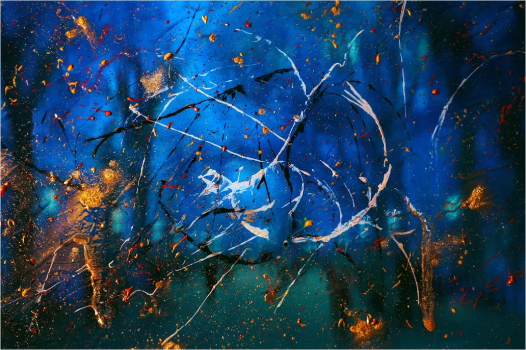 Detail Fraktal Abstrakt Blau Gold Hintergrund Number 16
