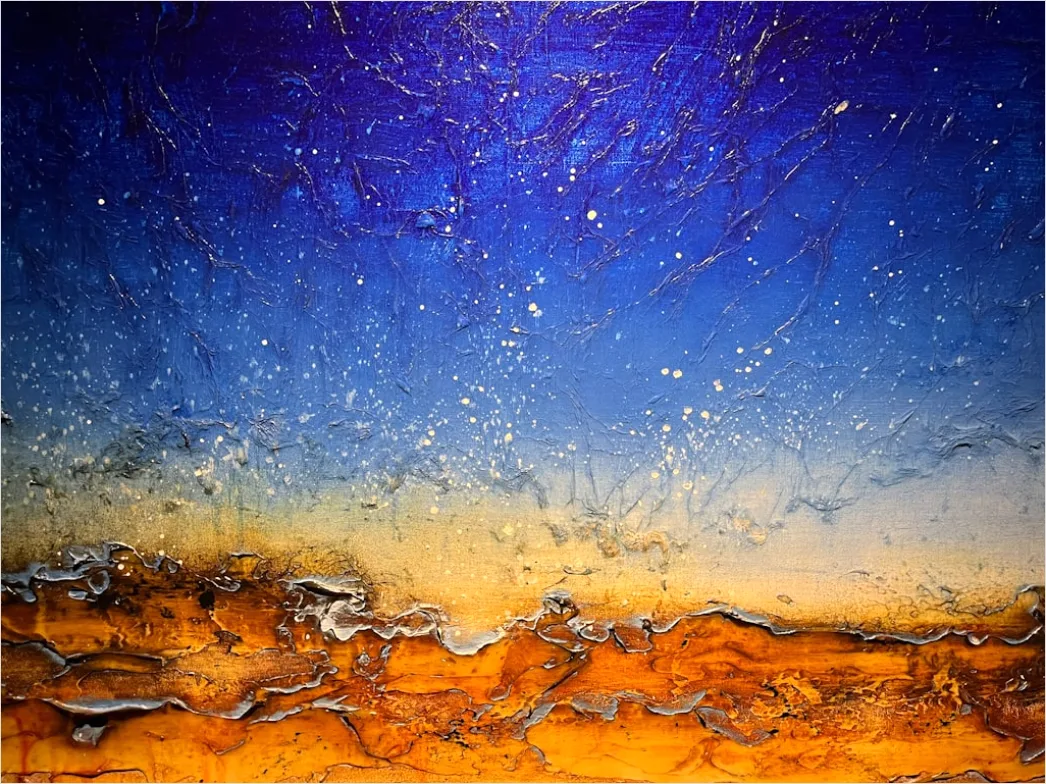 Detail Fraktal Abstrakt Blau Gold Hintergrund Number 9