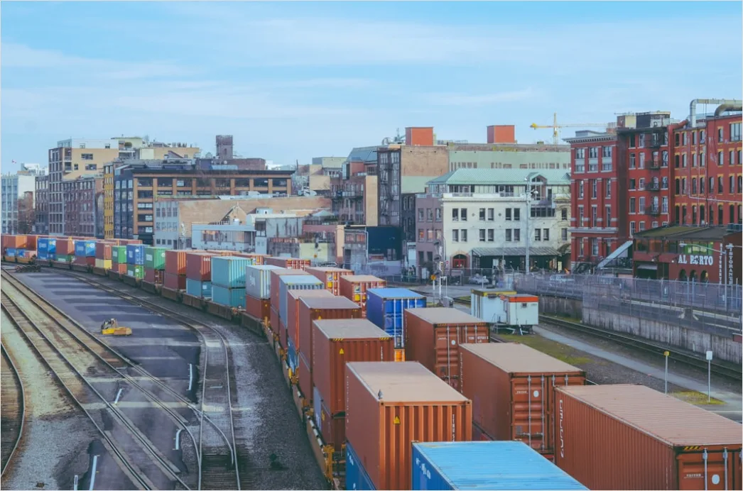 Freight Train Carrying Containers On Track 33ab