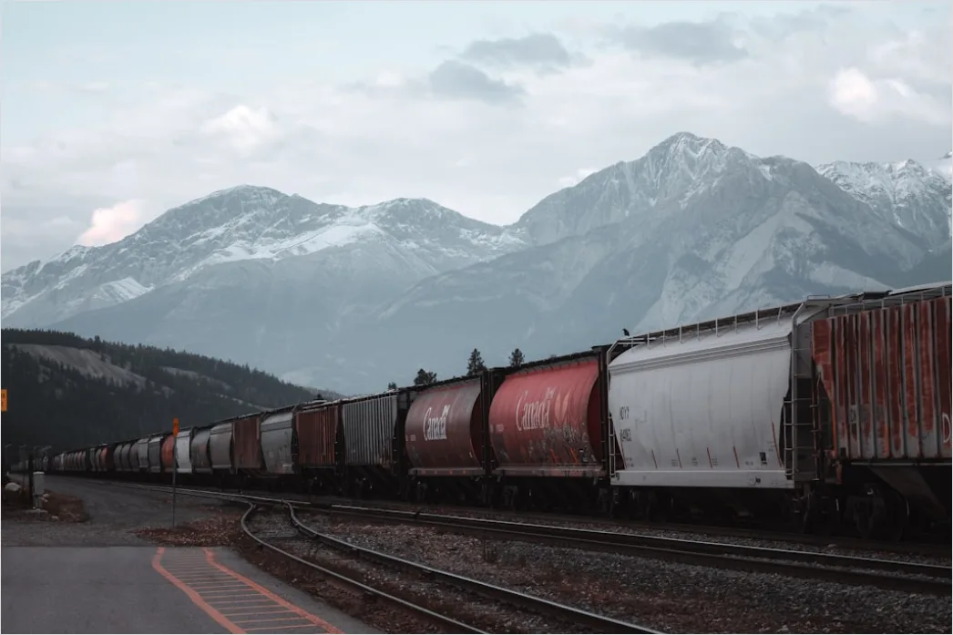 Detail Freight Train Carrying Containers On Track Number 11