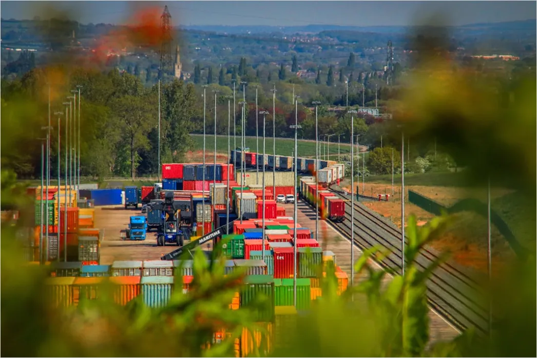 Detail Freight Train Carrying Containers On Track Number 12
