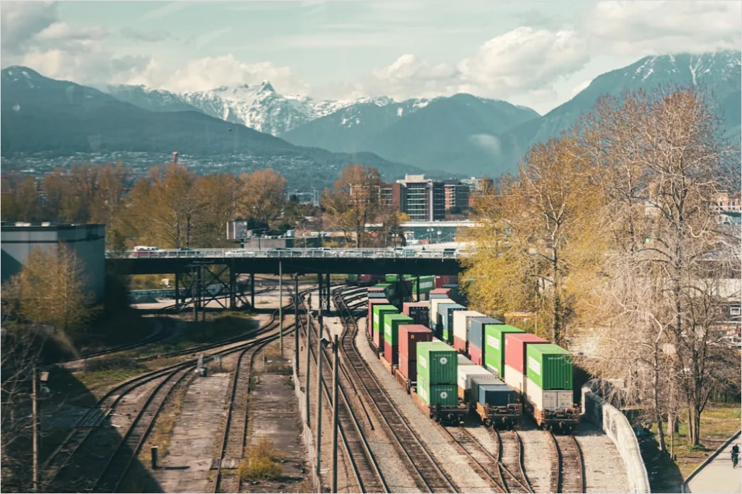 Detail Freight Train Carrying Containers On Track Number 13