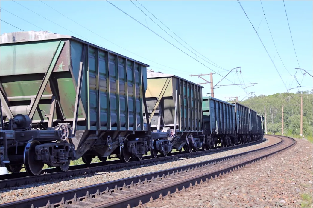 Detail Freight Train Carrying Containers On Track Number 4