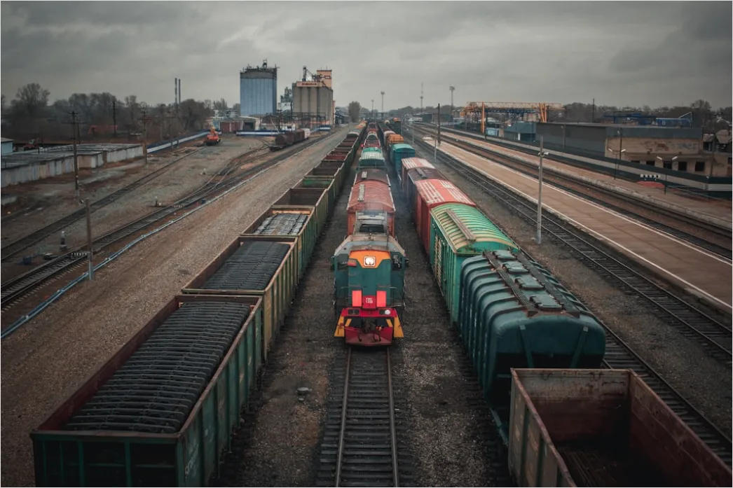Detail Freight Train Carrying Containers On Track Number 10