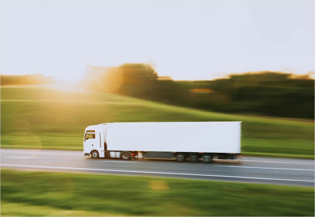 Freight Truck On Highway Sunset Landscape 7509