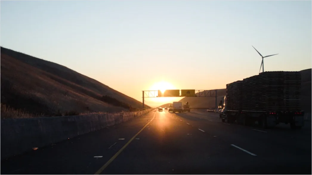 Detail Freight Truck On Highway Sunset Landscape Number 16