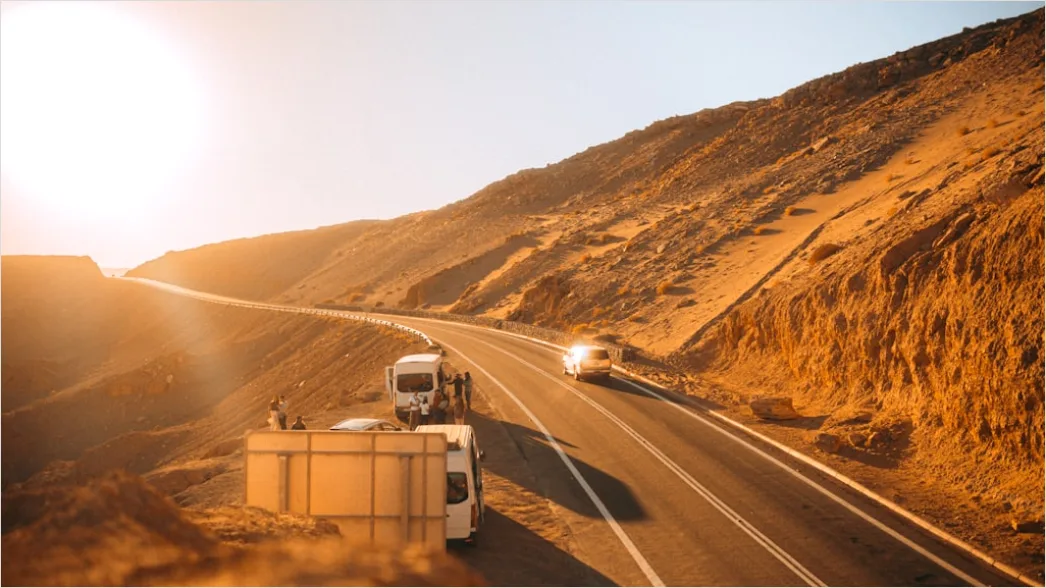 Detail Freight Truck On Highway Sunset Landscape Number 20