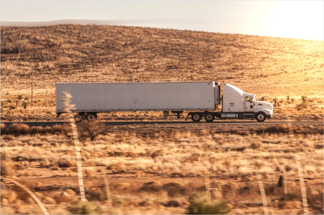 Detail Freight Truck On Highway Sunset Landscape Number 4