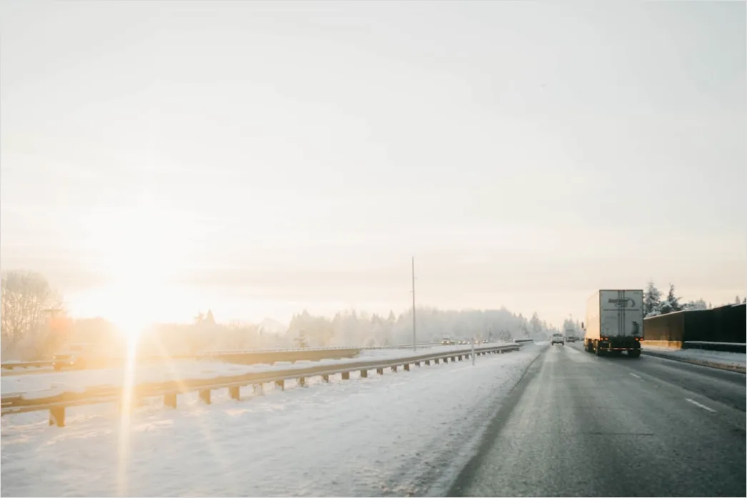 Detail Freight Truck On Highway Sunset Landscape Number 7