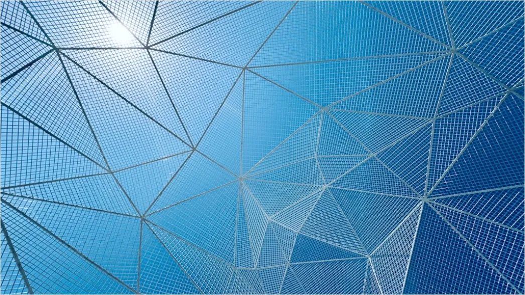Detail Geometrisches Netzwerk Muster Abstrakt Blau Digital Number 18