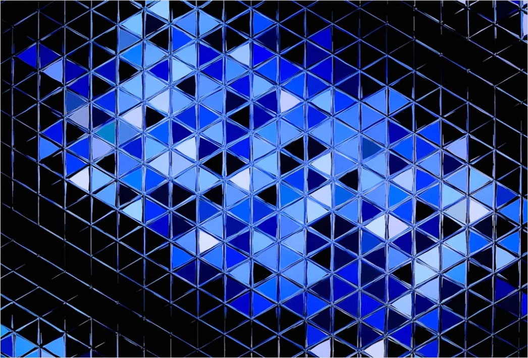 Detail Geometrisches Netzwerk Muster Abstrakt Blau Digital Number 4