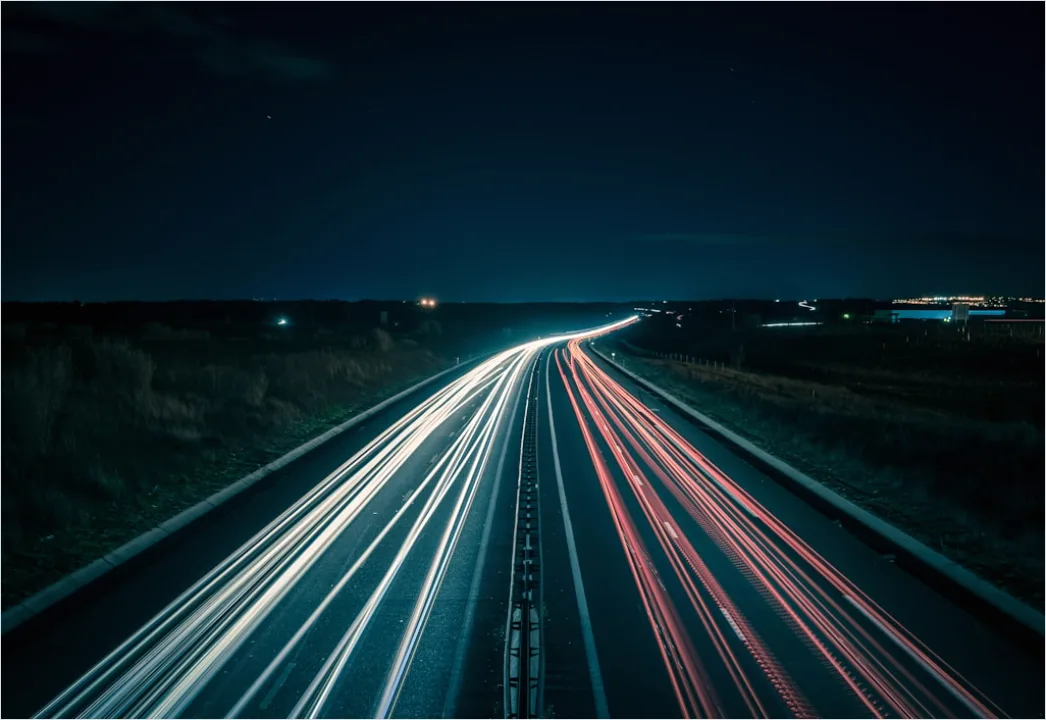 Highway At Night Long Exposure Light Trails De36