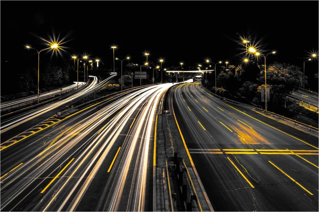 Detail Highway At Night Long Exposure Light Trails Number 2