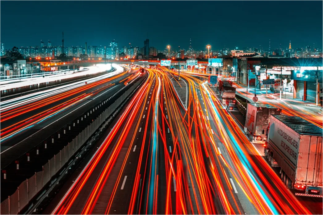 Detail Highway At Night Long Exposure Light Trails Number 12